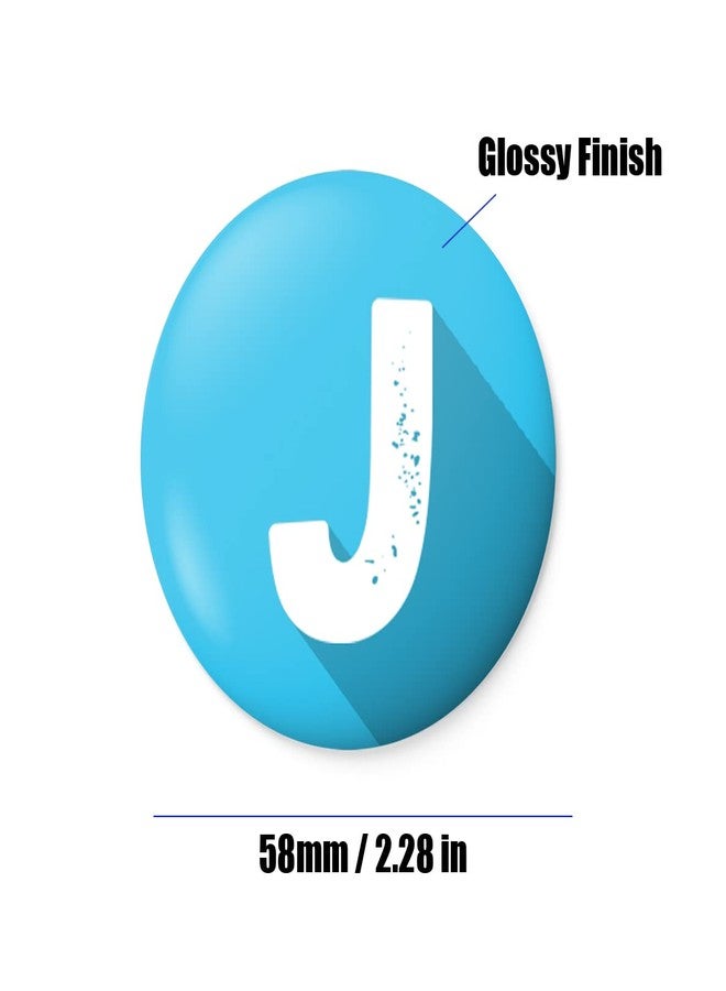 alterEgo Alphabet Initial Button Badge with Safety Pin backing (58mm Diameter) (J) - Image 2